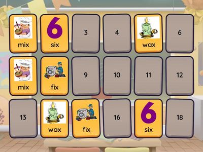 CVC words that end with x Matching