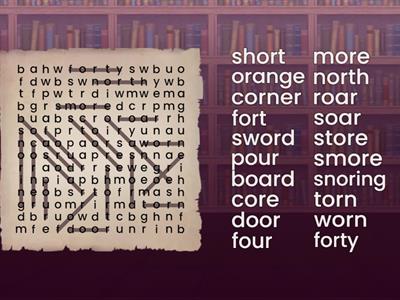 OR (Vocalic R) Words Search