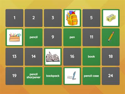 Memory game school materials