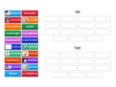 thema 2 disk - A2 - sorteren lidwoord