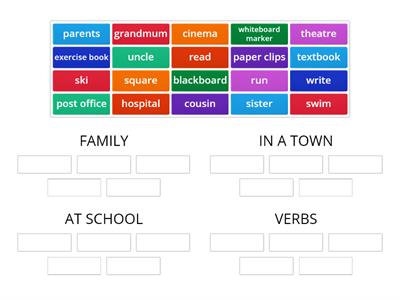 MIX vocabulary II... (vytvor 4 skupiny slov)