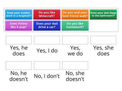 Present Simple Short Answers