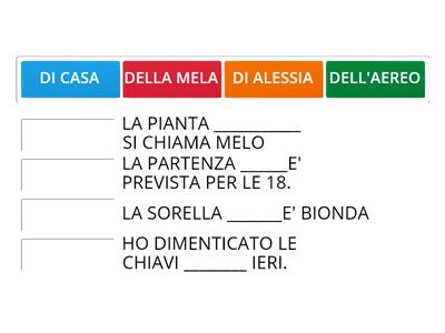 ABBINA IL COMPLEMENTO DI SPECIFICAZIONE