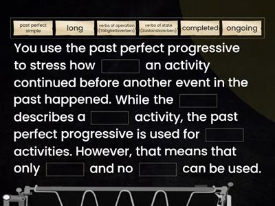 Match the words: Past Perfect Progressive