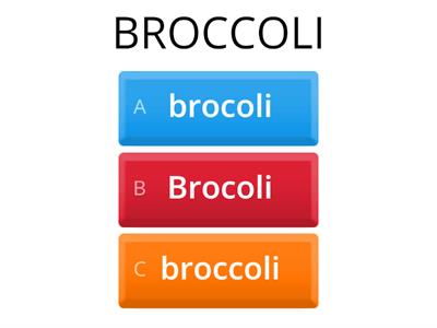 Vegetables Capitals and lower case 