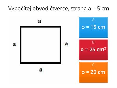 Obvod a obsah čtverce a obdélníku - lehké