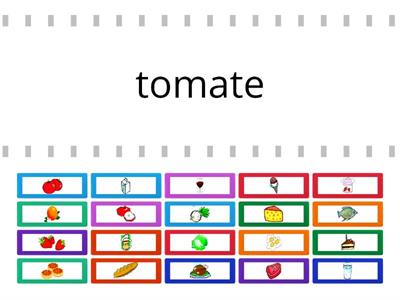 aliments 1, coche l'aliment qui est écrit dans la bande