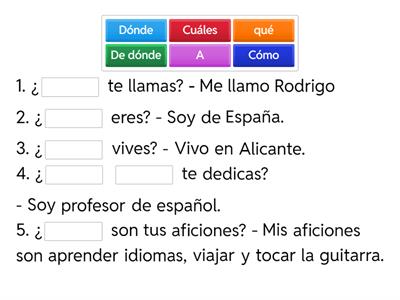 Preguntas de información personal