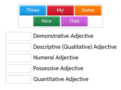 ADJECTIVES- Match the adjectives with their types: