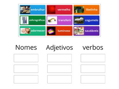 nomes, adjetivos e verbos