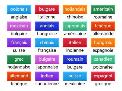 4. PAYS ET NATIONALITES (féminin)