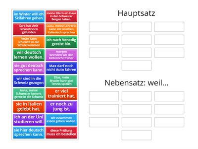 Hauptsatz + Nebensatz mit "weil"