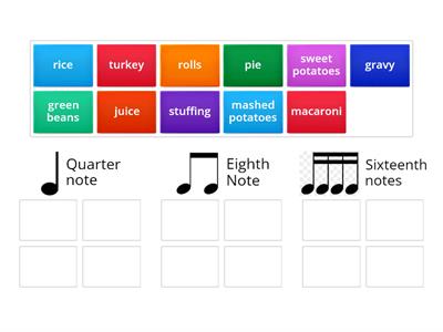 Thanksgiving food Rhythm sorting 