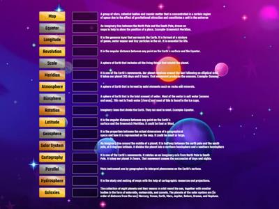 Vocabulary - Earth and its representation