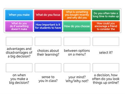 VOCABULARY: decisions; Speak Out B1, U3