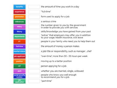 Job Application Vocabulary