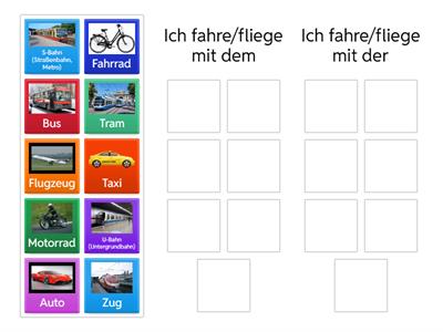 A1 Verkehrsmittel + fahren/ fliegen + mit + Dativ