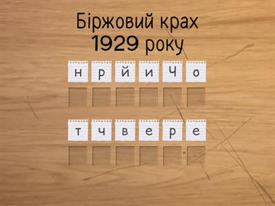 Ключові терміни з теми "Велика Депресія"