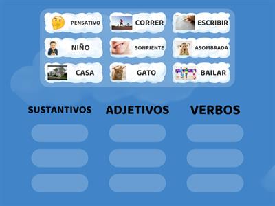 SUSTANTIVOS, VERBOS Y ADJETIVOS