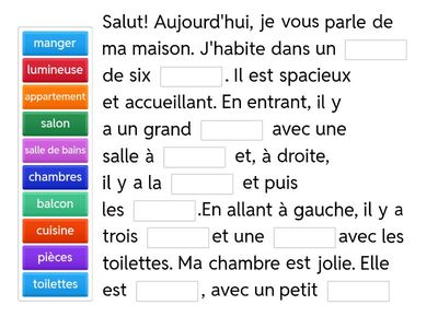La maison: texte à trous