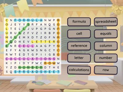 Spreadsheet Wordsearch