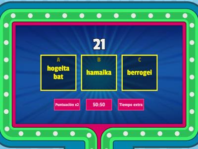 Euskera. Números de 20 a 40