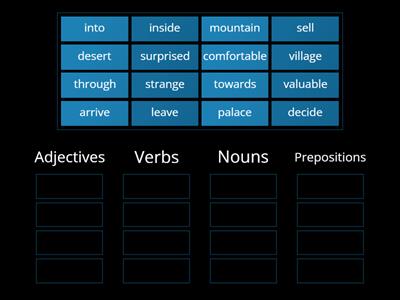 Words in a story "The glass bottle" (English File: elementary)