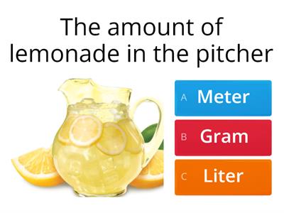 Units of Measure - Meter, Liter or Gram Formative Assignment