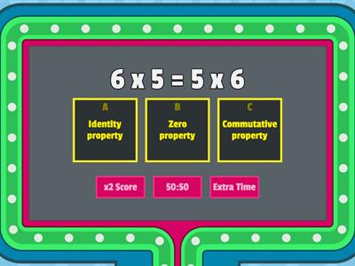 Identity, Zero, and Commutative Properties