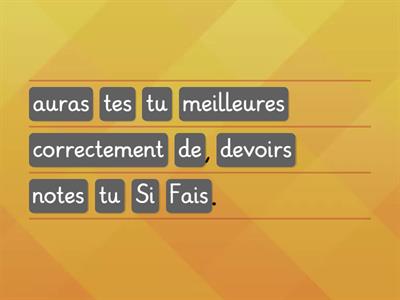 Hypothèse. Mettez les phrases suivantes dans le correct ordre