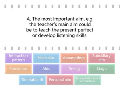 Identifying the different components of a lesson plan