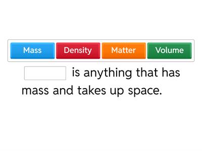 Matter Vocabulary: Volume, Mass, & Density