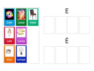 ė – e - ie skyrimas. 1 kl.