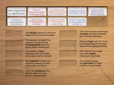12th grade Tier 2 Vocabulary-Find the definition