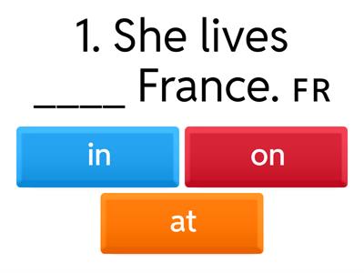 Prepositions of Place in,on and at.