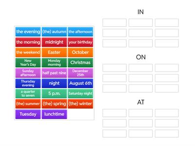  TIME PREPOSITIONS: IN, ON, AT