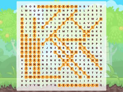 Ordinal Numbers Word Search