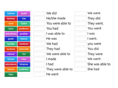Irregular Preterite All forms matching
