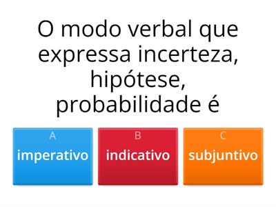 Verbos/modo subjuntivo, indicativo e imperativo