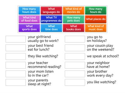 MATCH- QUESTIONS PRESENT SIMPLE