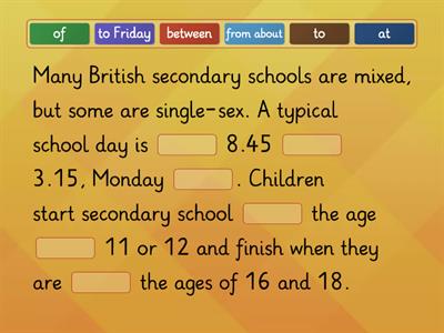 fill in the gaps British secondary schools Solutions Elementary 2E