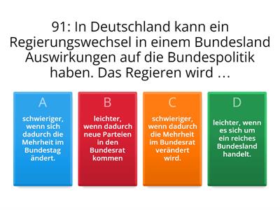 Leben in Deutschland Frage 91 bis 120 