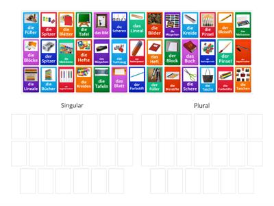 Schulsachen singular und plural