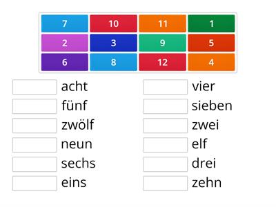 Zahlen 1-12