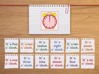 Find the match Telling the time (:00) #my_teaching_stuff