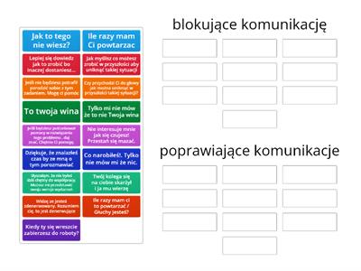 komunikaty blokujące komunikację i poprawiające komunikację