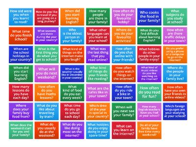 A2 KEY questions - Speaking 