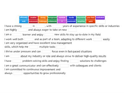 Vocabulary for a job interview