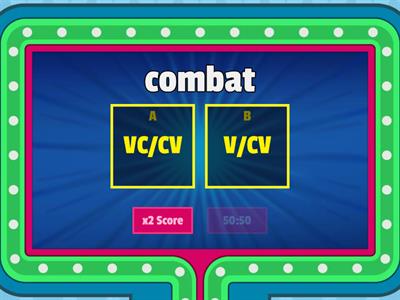 VC/CV or V/CV Quiz Game