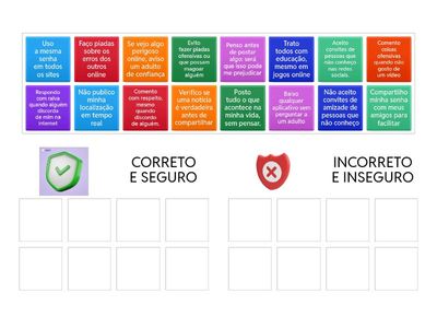 Classifique as atitudes no mundo digital em correto e incorreto